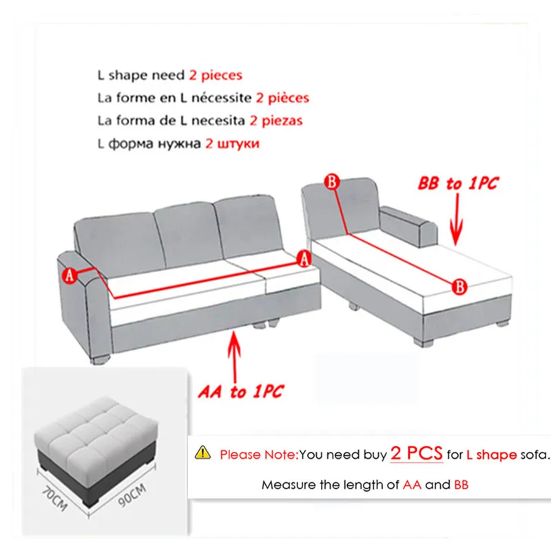Sammet plysch l-formad soffa täcker vardagsrum elastiska möbler schäslong longue hörn armstöd soffa kushion246y
