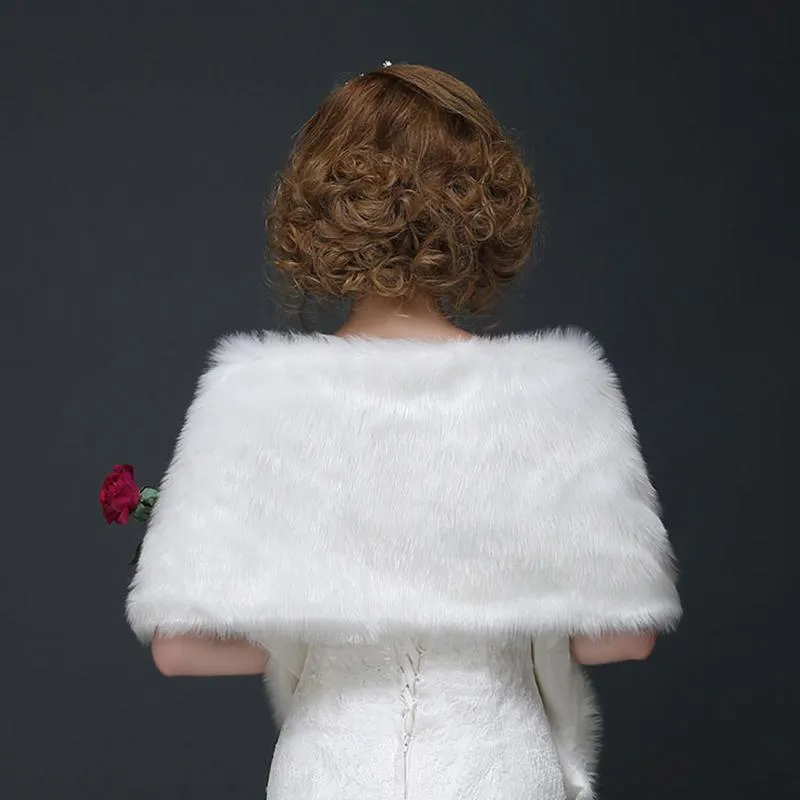 Scarves Elegant Long Hair Faux Fur Wedding Shawl Stoles Wraps Cape For Women Party Winter Warm Scarfs White242D