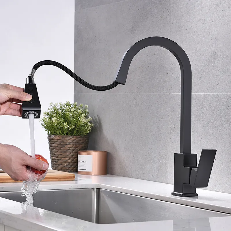 Matte Black Pull Out Sensor Kitchen Faucets Stainless Steel Smart Induction Mixed Tap Rotate Touch Control Sink Tap Torneira5070603