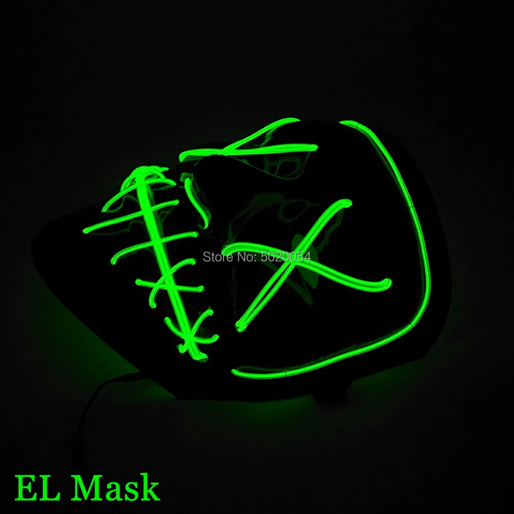 Accessori costumi Maschera di illuminazione di Halloween EL Wire Glow Maschera LED spaventosa Costume cosplay Light Up Maschera lampeggiante con driver DC-3V