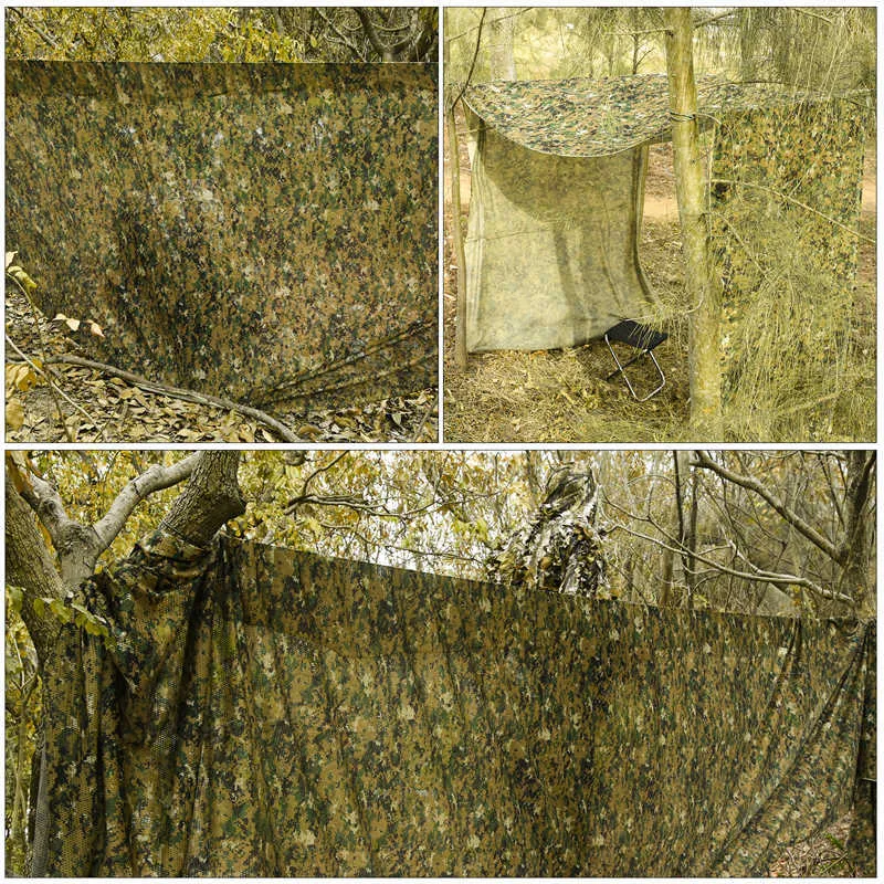 Menfly Woodland Digital 1,5 m bred campingjaktmask täcker tygjakt för tält Andlig dold kroppskåpa Camouflage Net Y0706