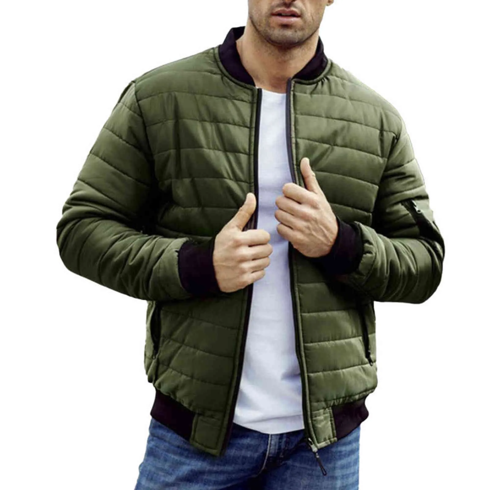 2021ブランド男性カジュアルダウンジャケットファッション厚い防風スタンドカラーポケットカジュアル暖かい男性コートパッチワーク長袖G1108