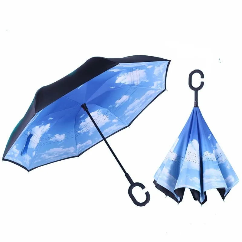 Reverse Folding UV Protection Umbrella Kid Adult Double Layer Inverted Flower Parasol Windproof Rain Car Umbrellas For Women Men3