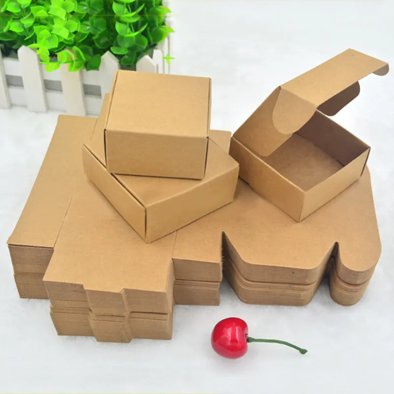 Lot Paper Gift Packaging Box Soap Storage Holder DIY Handmade Packaging Cardboard Box Natural Craft Folding Gift Box 210326371363202