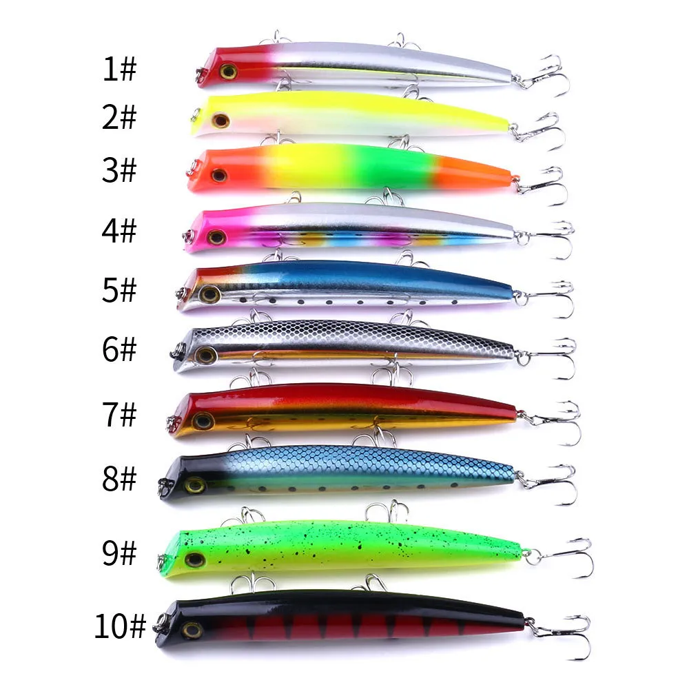 Señuelo para pesca con lápiz Popper de ojos 3D, 120mm, 17g, cebo duro flotante de plástico ABS colorido con 3 ganchos 300P