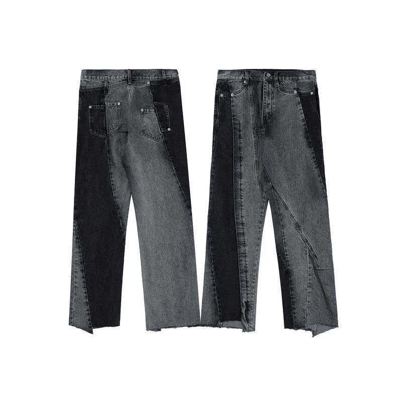Mäns jeans high street är inte trendig gata hiphop -stil sömmar oregelbundna skräddarsydda casual jeans278r