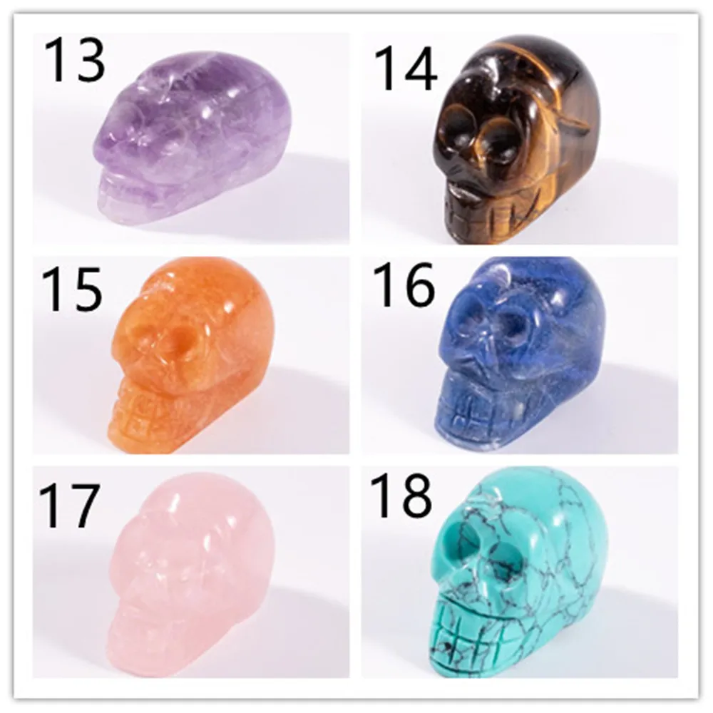 100 sztuk 1 calowy kryształowy kszały czaszka rzeźba ręcznie rzeźbione szlachetne posąg figurki kolekcjonerski leczniczy reiki Halloween