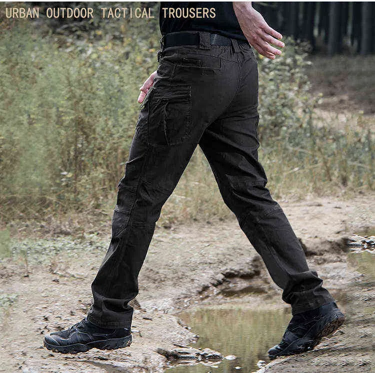 100% Stretch Cotton Military Tactical Pants Men Outdoor Training Hiking Trousers Male Casual Many Pockets Goth Cargo Pants H1223