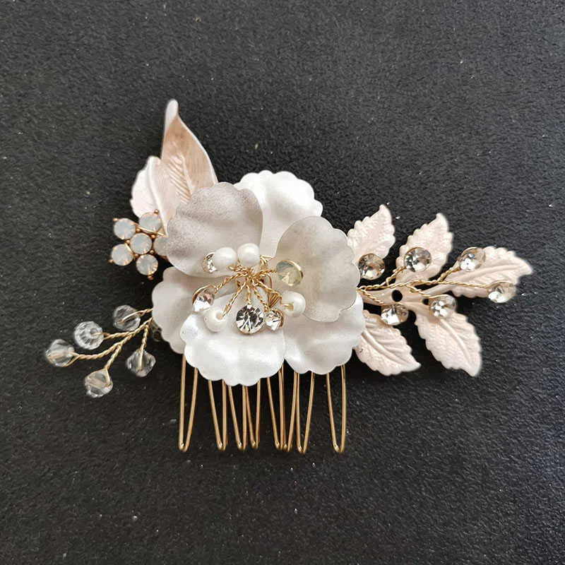 スライダ手作りインススタイルの合金の花の葉のクリスタルラインストーンブライダルヘアコムの結婚式のヘッドドレスヘアアクセサリー女性ジュエリーx0625