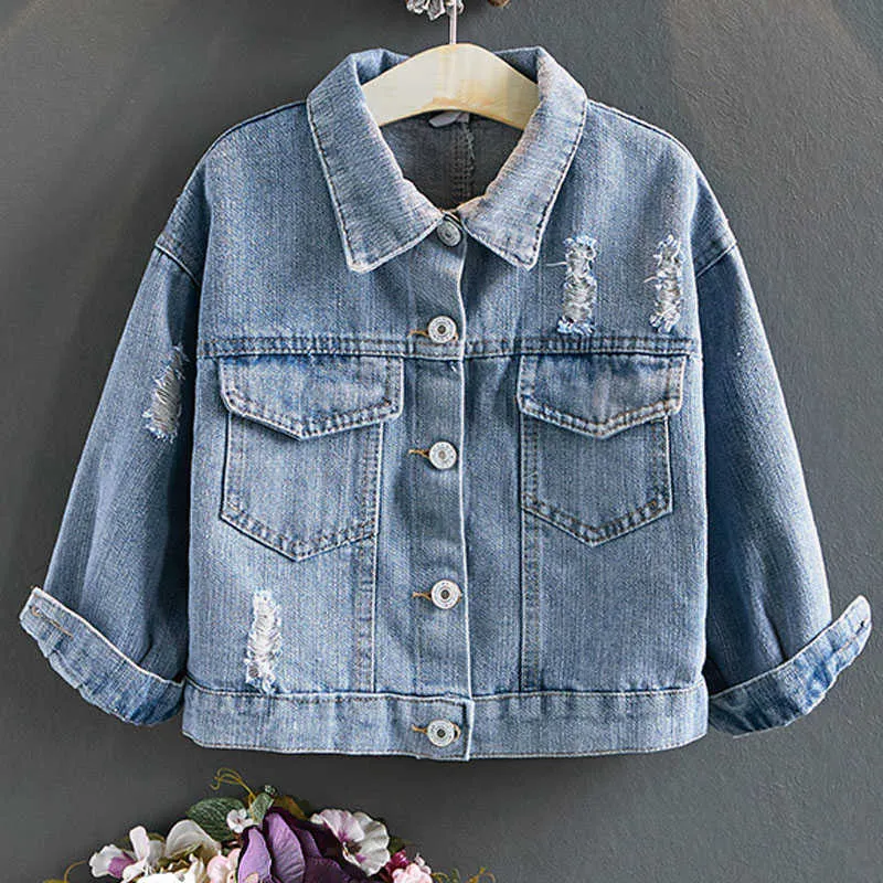 Spring And Autumn Denim Jacket Fashion Bow Letter Stitching Loose Long-Sleeved Cute Retro Flower Top Button Cardigan 210625