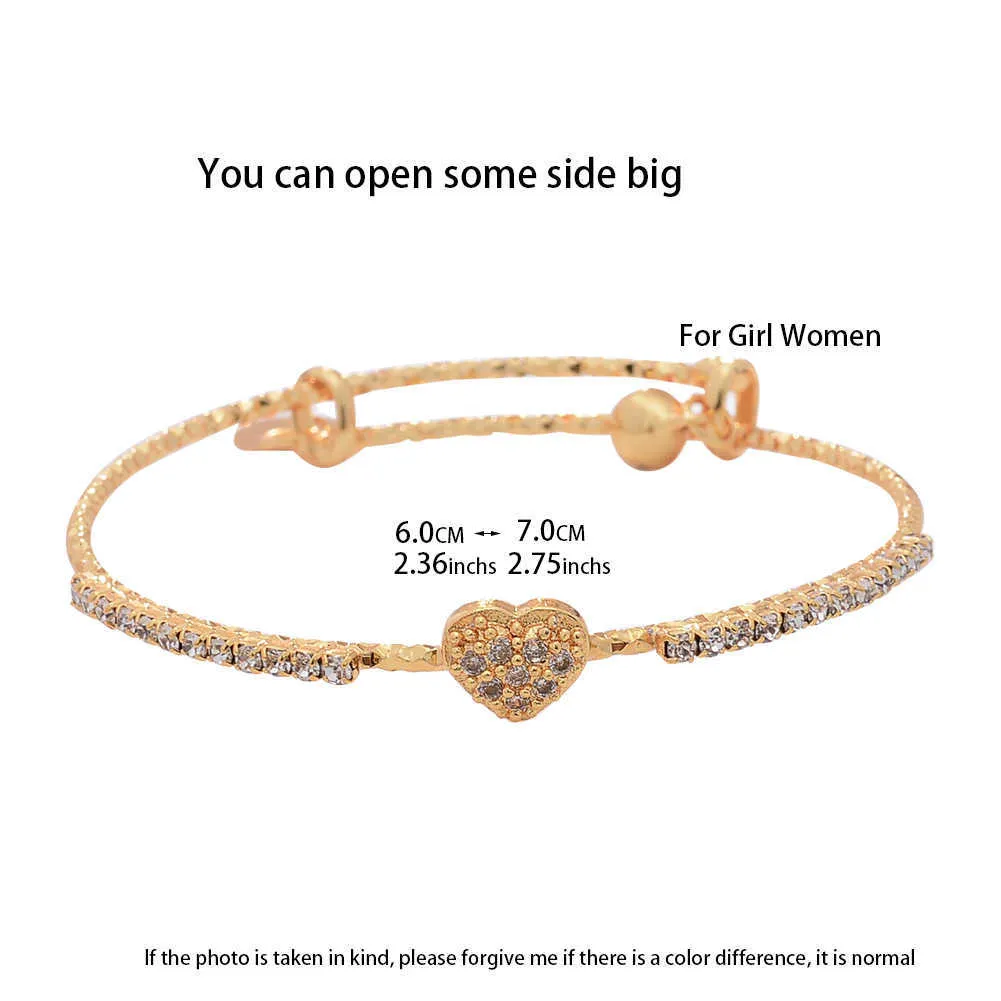 24k Or Bracelets Bracelet Femmes Filles France Strass Bracelets Indien Africain Bijoux Mariée De Mariage En Forme De Coeur Cadeaux De Fête Q0717