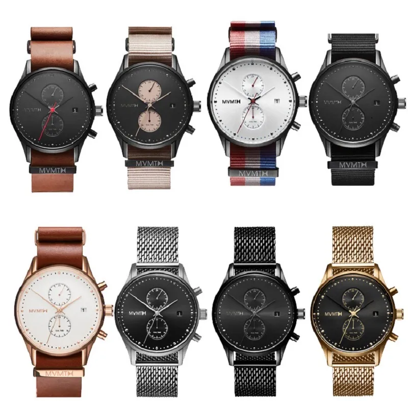 2021 Luxury Fashion Men MV Watches Leather Strap Quartz-Watches Sport Men's Watches Waterproof Chronograph Watches REL2676