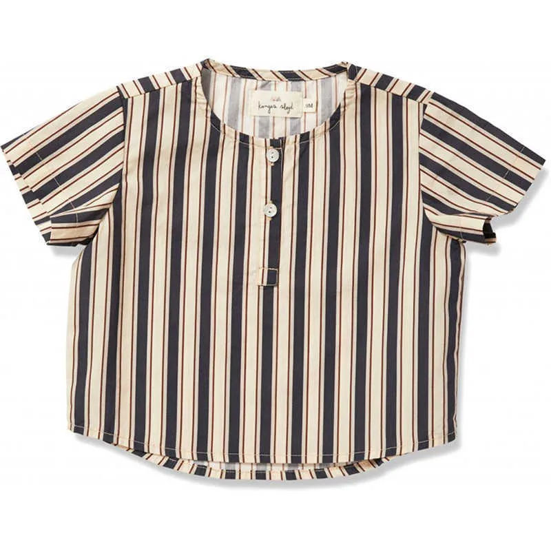 Toddler Boys Summer T Shirt och Shorts Matchande Märkesdesign Högkvalitativa Tyg Barn Lösa Toppar K * Striped 210619