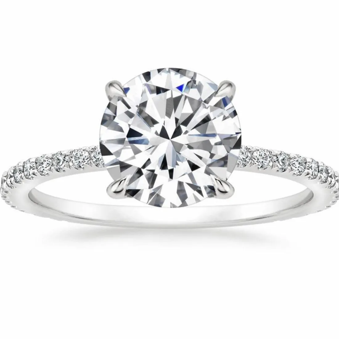 Klassische vier Klauen Ringfinger 925 Sterling Silber 2CT Round Cut Diamond Hochzeit Verlobungsringe für Frauen Schmuck Whole235s