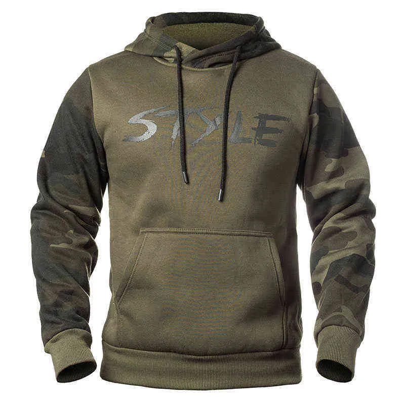 Män hoodies kamouflage casual Men's Sportswear Militära tröjor Spring Male Loose Camo Hooded Pullover Fleece Clothing 220114