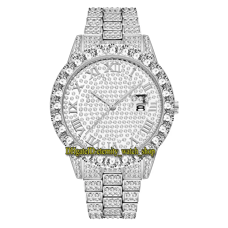 Missfox 2021 Eternity 2643 2 Hip Hop Mode Heren Horloges Cz Diamond Inlay Wijzerplaat Quartz Heren Horloge Iced Out diamanten Legering 291O