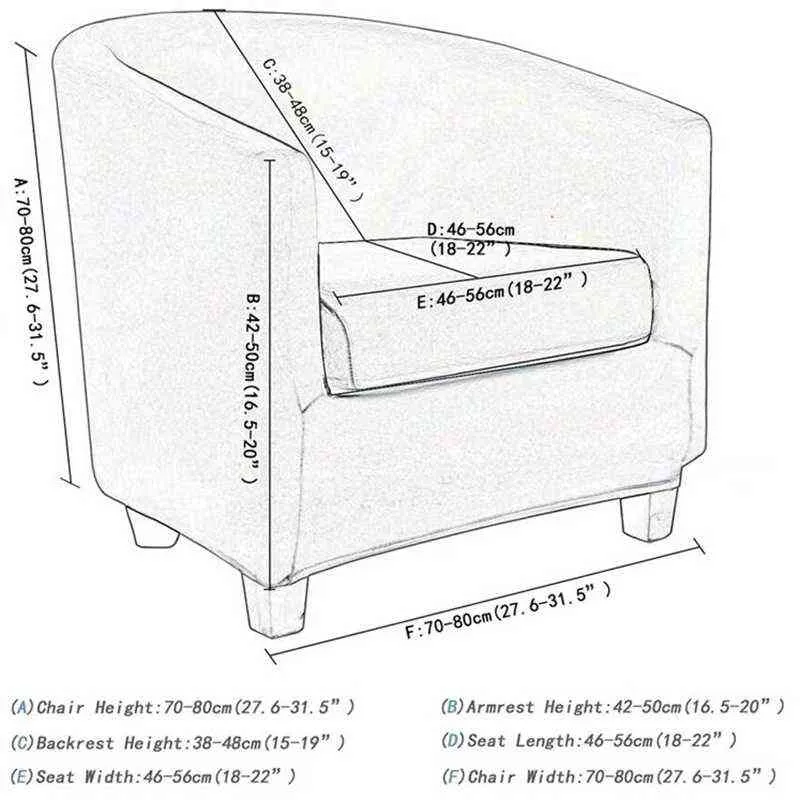 1セットソリッドカラースパンデックスクラブアームチェアスリップカバーリラックスシングルシート浴槽ソファソファークッションカバー無料211116