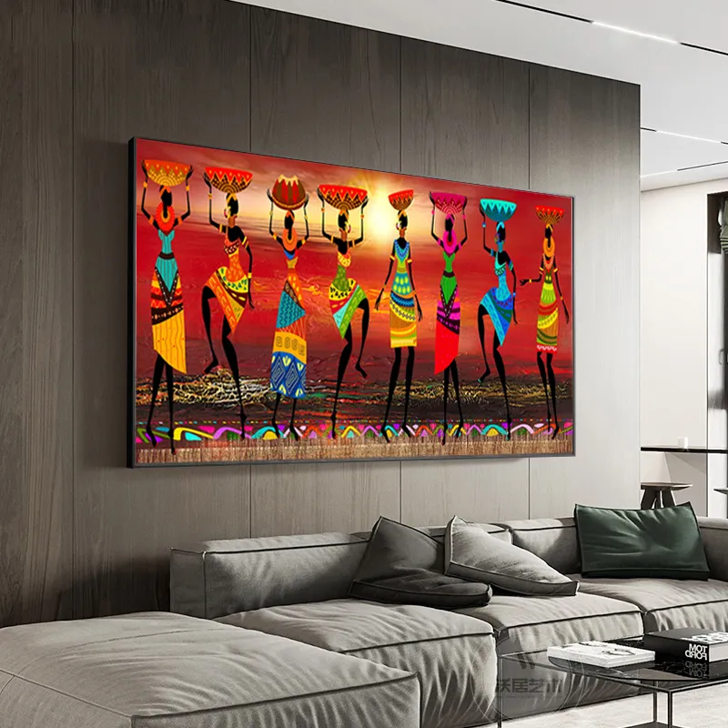 Femmes africaines Figure Art moderne toile peintures pour salon mur Art imprime modulaire grande taille photos décor
