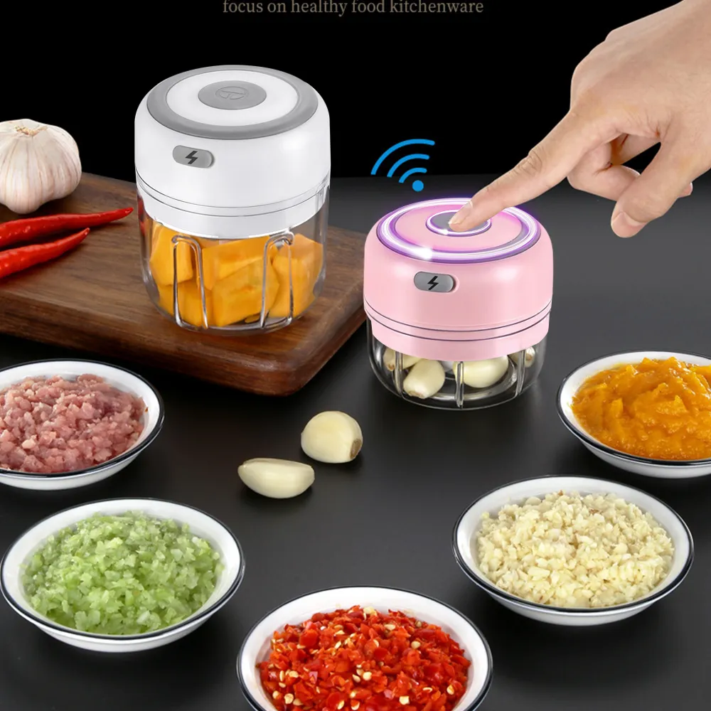 Machine d'ail électrique 100/250ml mini USB sans fil électrique écrasant à la viande de viande de viande de viande Machine de supplément alimentaire 210317