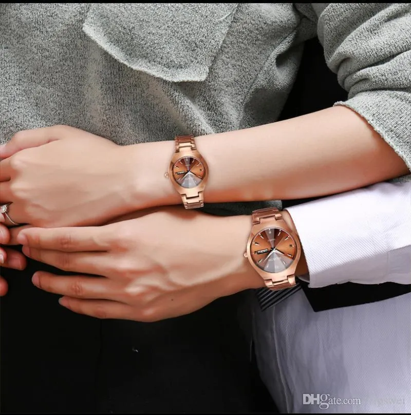 liefhebbers Gouden horloge mode Quartz kleding Horloges Mannen Casual en vrouwen Jurk clockUnisex Lichtgevende Paar polshorloge waterproof254q