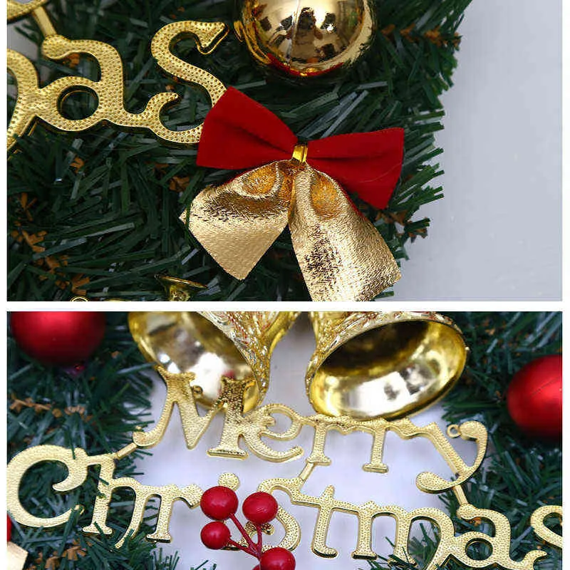 Christmas Wreath Elegant Red Champagne Gold Christmas Wreath Window Door Wall Ornament Decorations Home Christmas Ornaments 211104