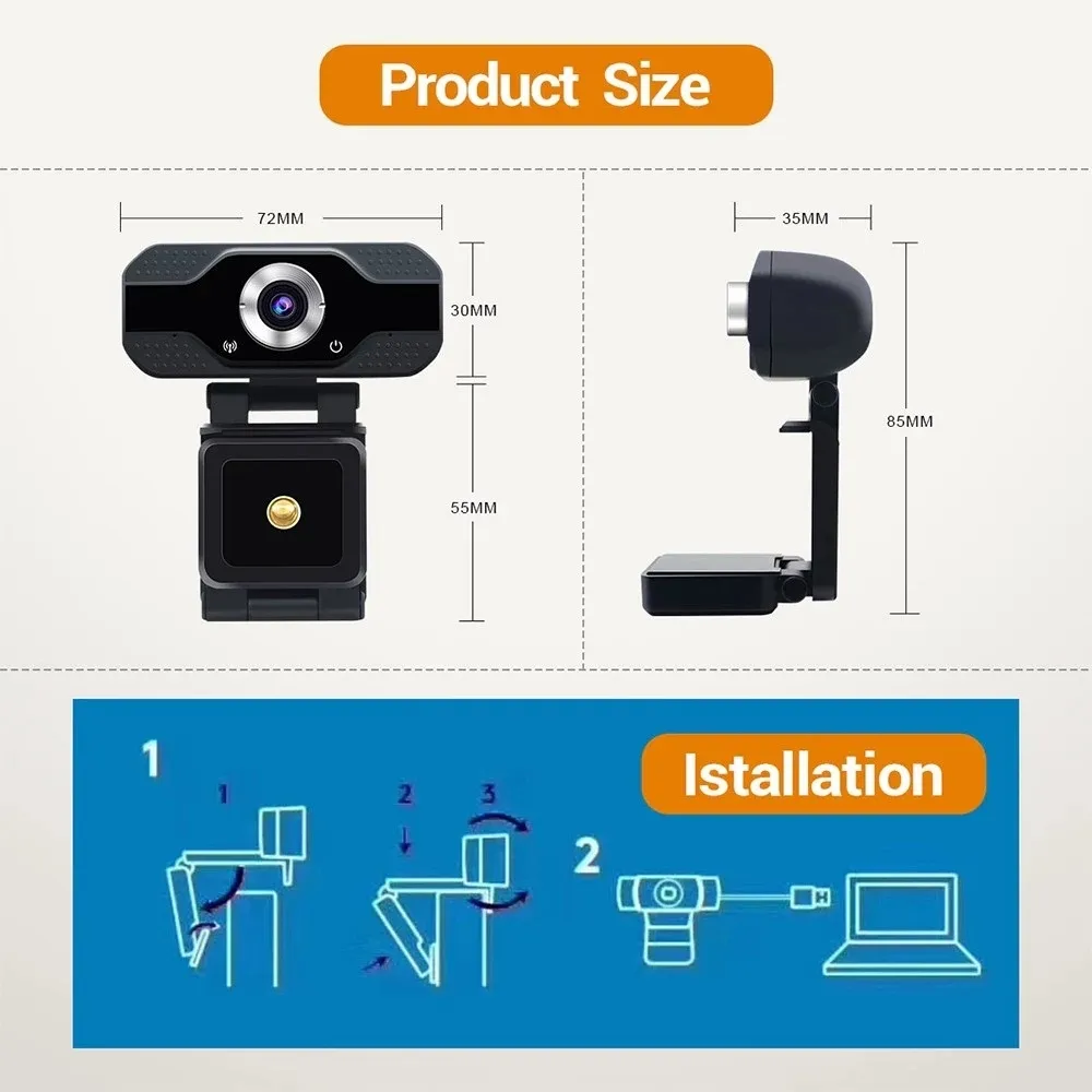 Webcam 1080P 720p HD con messa a fuoco automatica con microfono girevole PC Desktop Web era Mini computer Webera Cam Registrazione video Lavoro