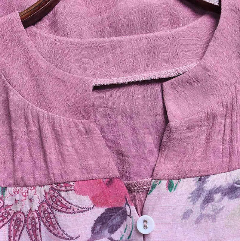 Bluzka Kobiety Vintage V-Neck Floral Printing Patch Długie Rękawy Top Shirt Dames Bluzki Lange Mouwen Chemisier Femme Woman Bluzka H1230