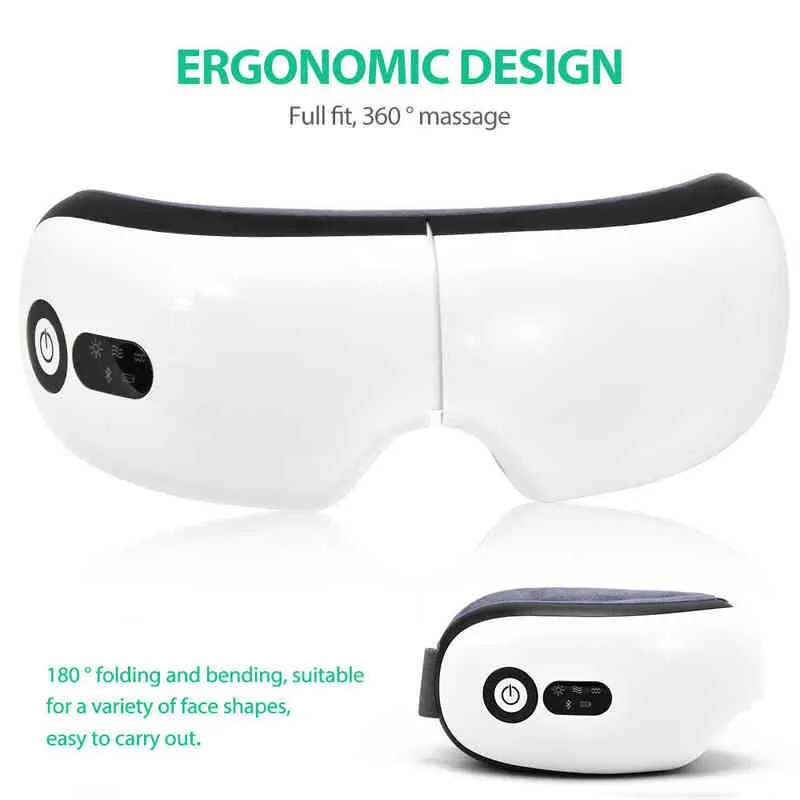 Slimme airbag vibratie oog massager zorg instrument compress ondersteuning Bluetooth vermoeidheid massage bril 220208