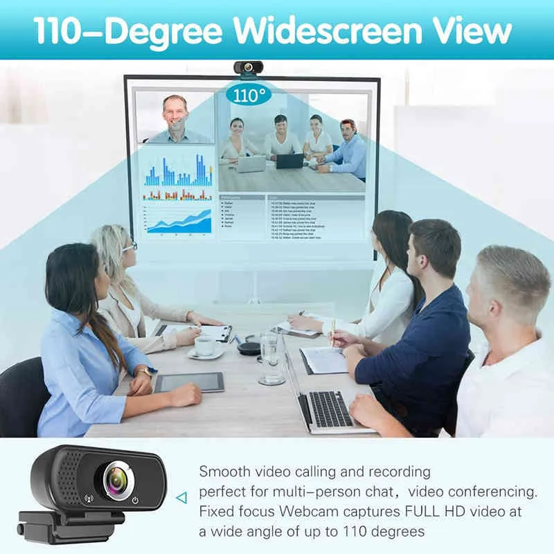 HD 1080p Web USB PC Ordinateur avec microphone Caméra pour ordinateur portable Streaming vidéo Webcam Enregistrement Vie professionnelle