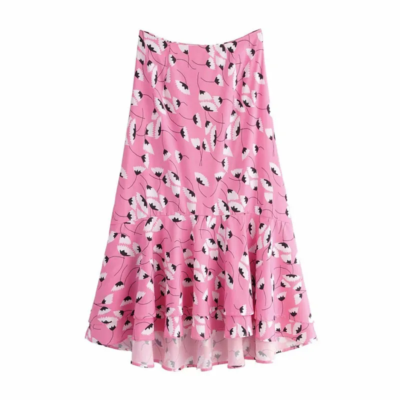 Eleganckie kobiety Lato Długie Maxi Dresses Dwuczęściowy Zestaw Seksowny Kwiat Druku Pink Top Spódniczki Kwiatowy 2 210430