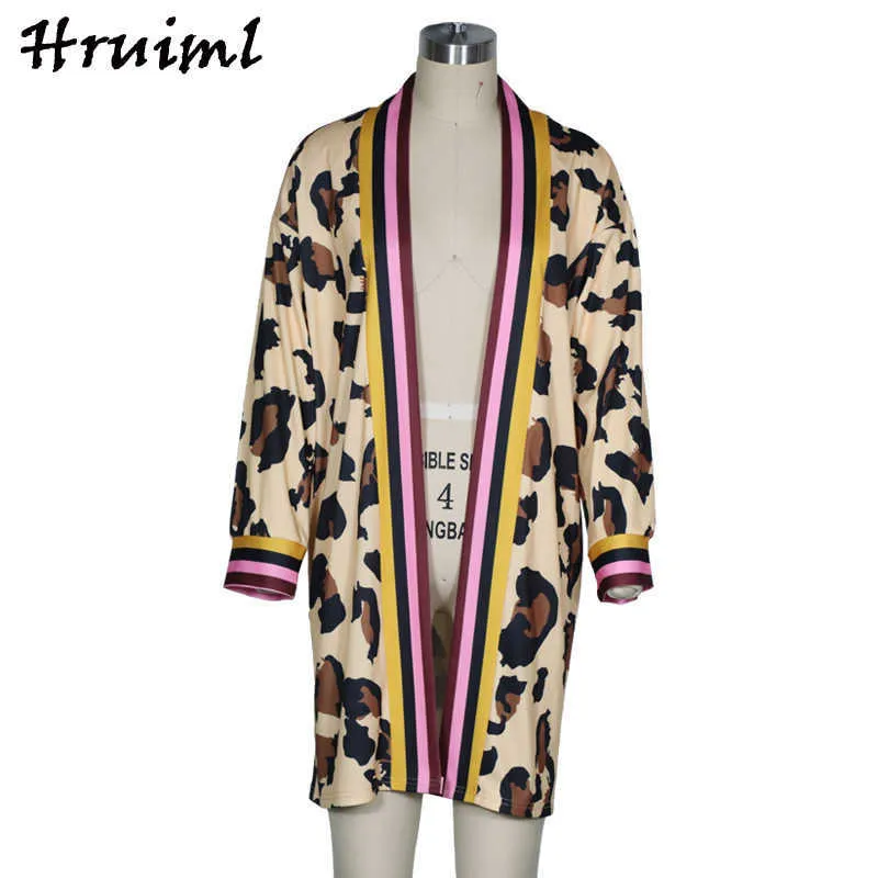 Cárdigan elegante para mujer, moda informal, ropa de otoño para manga larga, suéteres Vintage con estampado de leopardo, Otoño Invierno 210914