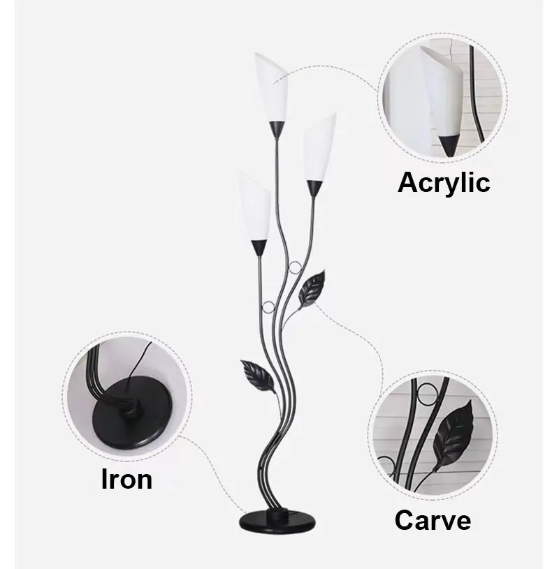 LED LED FLOOR LAMP ACRYLIL IRO 3 ألوان زاوية قابلة للضوء ضوء المنزل غرفة المعيش