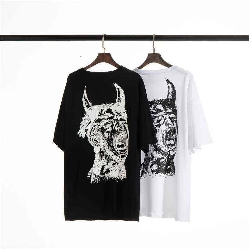 Sommer 2022 Mode Marke Revenge Horn Devil Roar Sketch High Street männer und frauen Kurzarm T-shirt