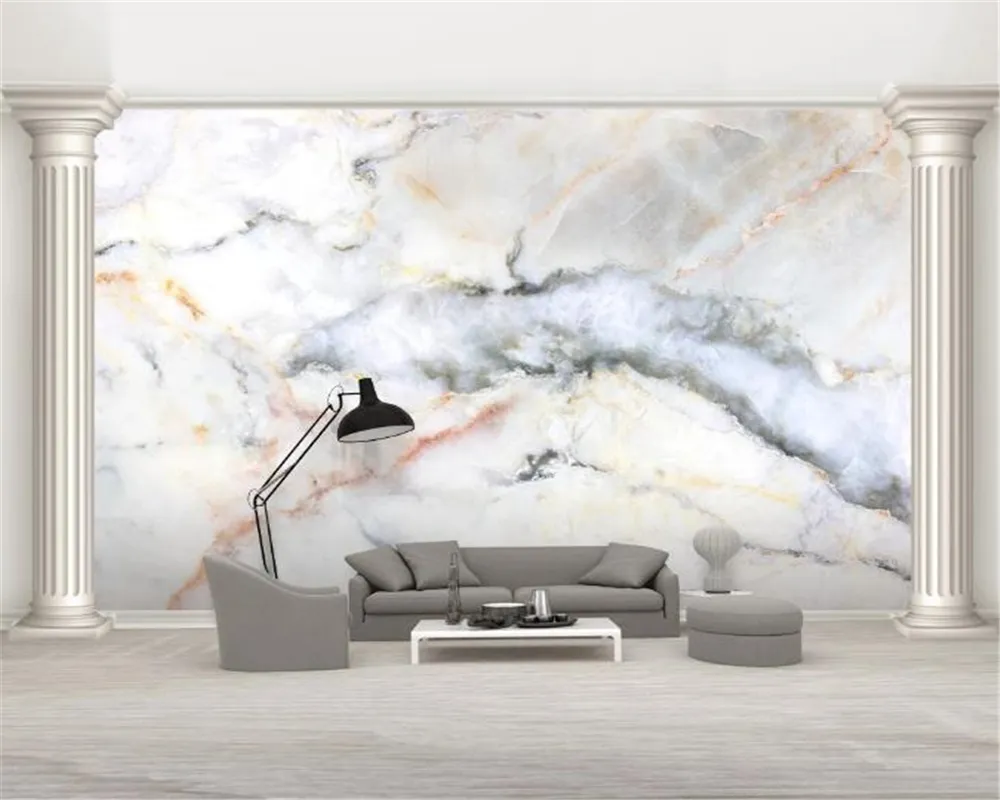 Heminredning 3D Bakgrund Europeisk marmorlandskap TV Bakgrund Väggdekoration Mural Wallpaper247R