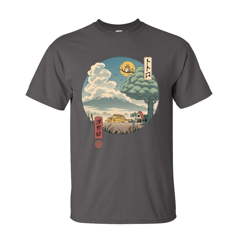 Neighbors Ukiyo e Cotton Fabric T-Shirt for Men Short Sleeve Crazy Tops T Shirt 2020 Summer Fall O Neck Tee-Shirts Summer Neighbors Ukiyo e-226 dark