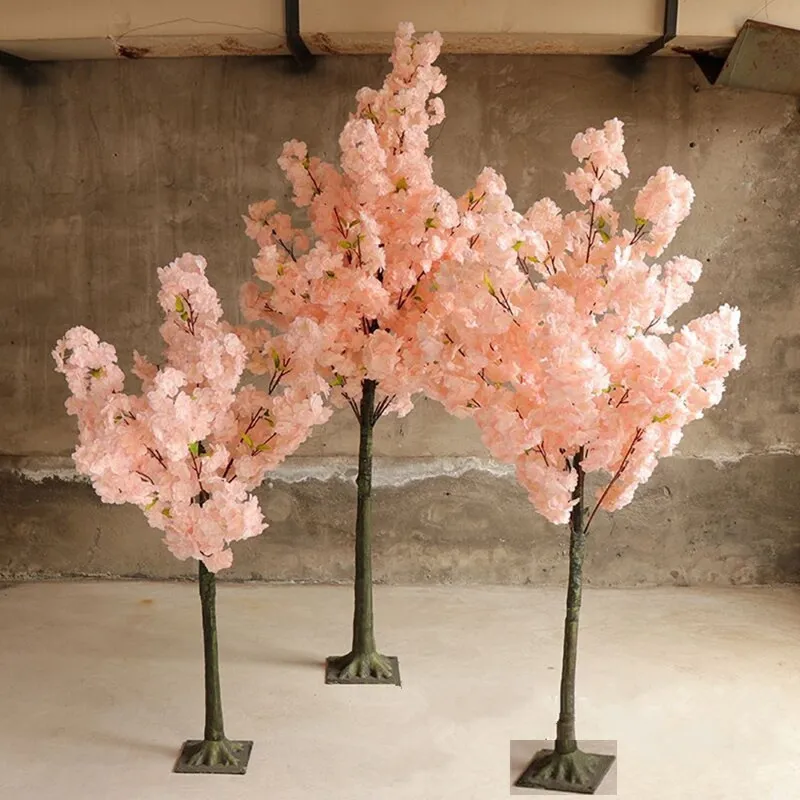 Flores artificiales, árboles de los deseos, simulación de árbol de flor de cerezo, columna romana, camino que conduce a Sakura para centro comercial de bodas, accesorios abiertos 248J