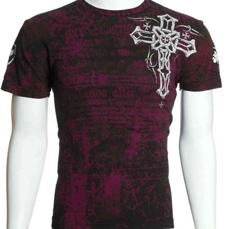 Gothic Fashion Archaic Affliction Cool Skull Print Plus Size Men T -Shirt Tattoo Biker M5XL7463848