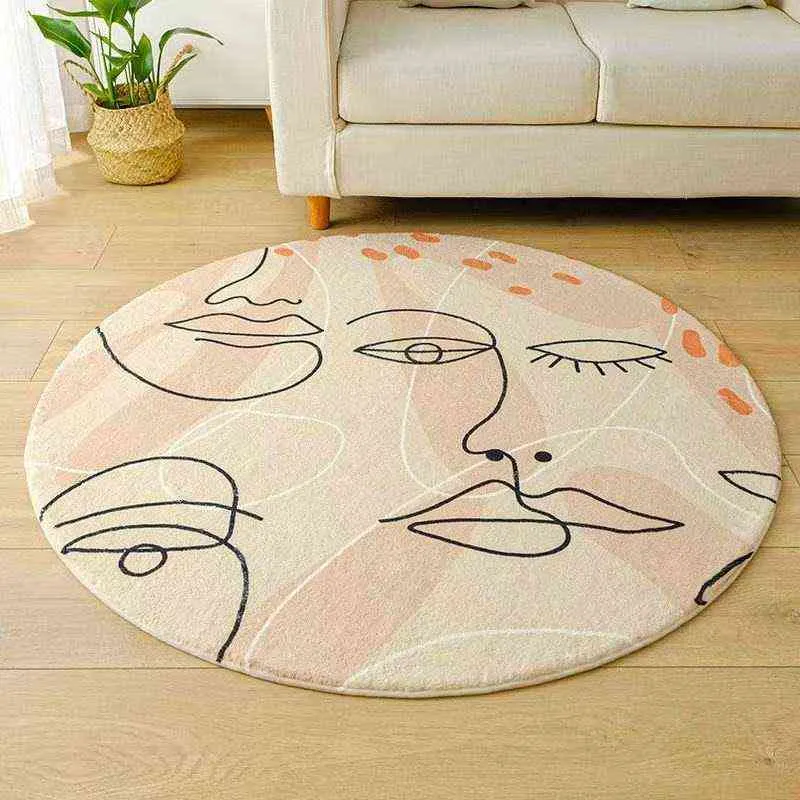 Geometryczne abstrakcja Drukowane drzwi wejściowe Mata 60 cm w średnicy okrągły dywanik Moda Home Decor Sypialnia Anti-Slip Foot Pad M0008 211109