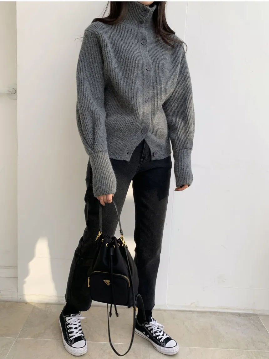 Cardigan tricoté à simple boutonnage coréen pour femmes, manteau d'hiver à manches longues, pull à col roulé, veste Vintage, pulls de mode 210513