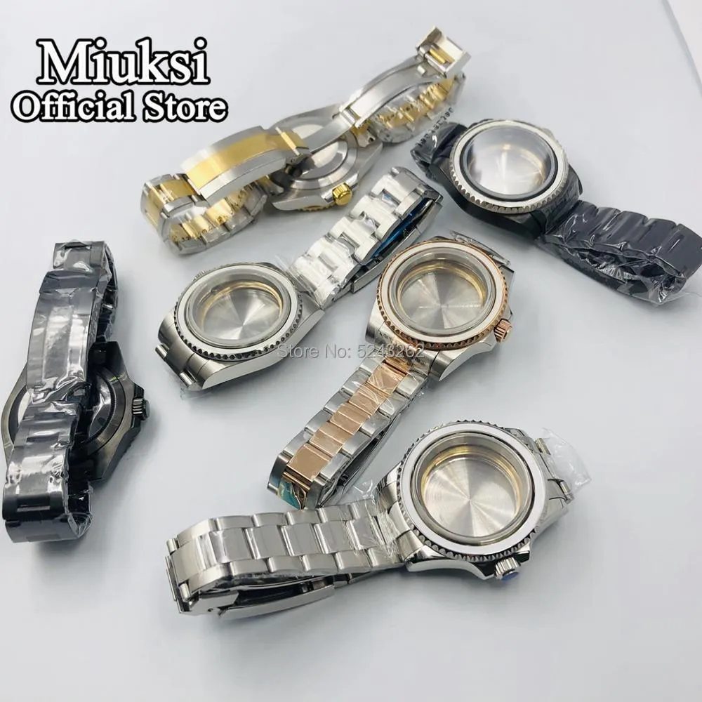 Boîtier de montre en acier inoxydable en verre saphir de 40 mm pour NH35 NH36 ETA 2836 Mingzhu DG2813/3804 Miyota 8205 8215 821A