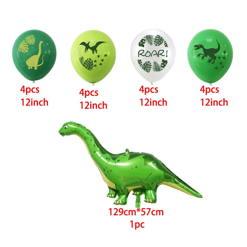 Dinosaure Latex Ballons Vert Joyeux Anniversaire Bannières Nombre Boules Période Jurassique Thème Enfants Garçon Fête Décoration 220225