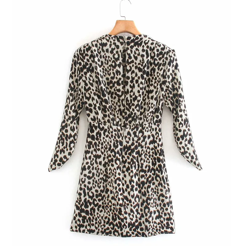 Summer Women Leopard Mini Dress Long Sleeve O-Neck Print Vintage Dresses Female Elegant Street bodycon dress vestidos 210513