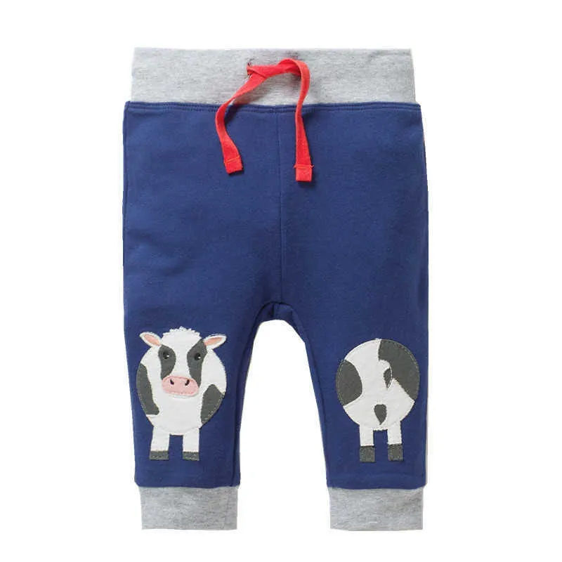Jumping meters Boys Sweatpants Cartoon Applique Children Casual Pants for Kids Clothes Cotton Infant Sports Trousers 210529
