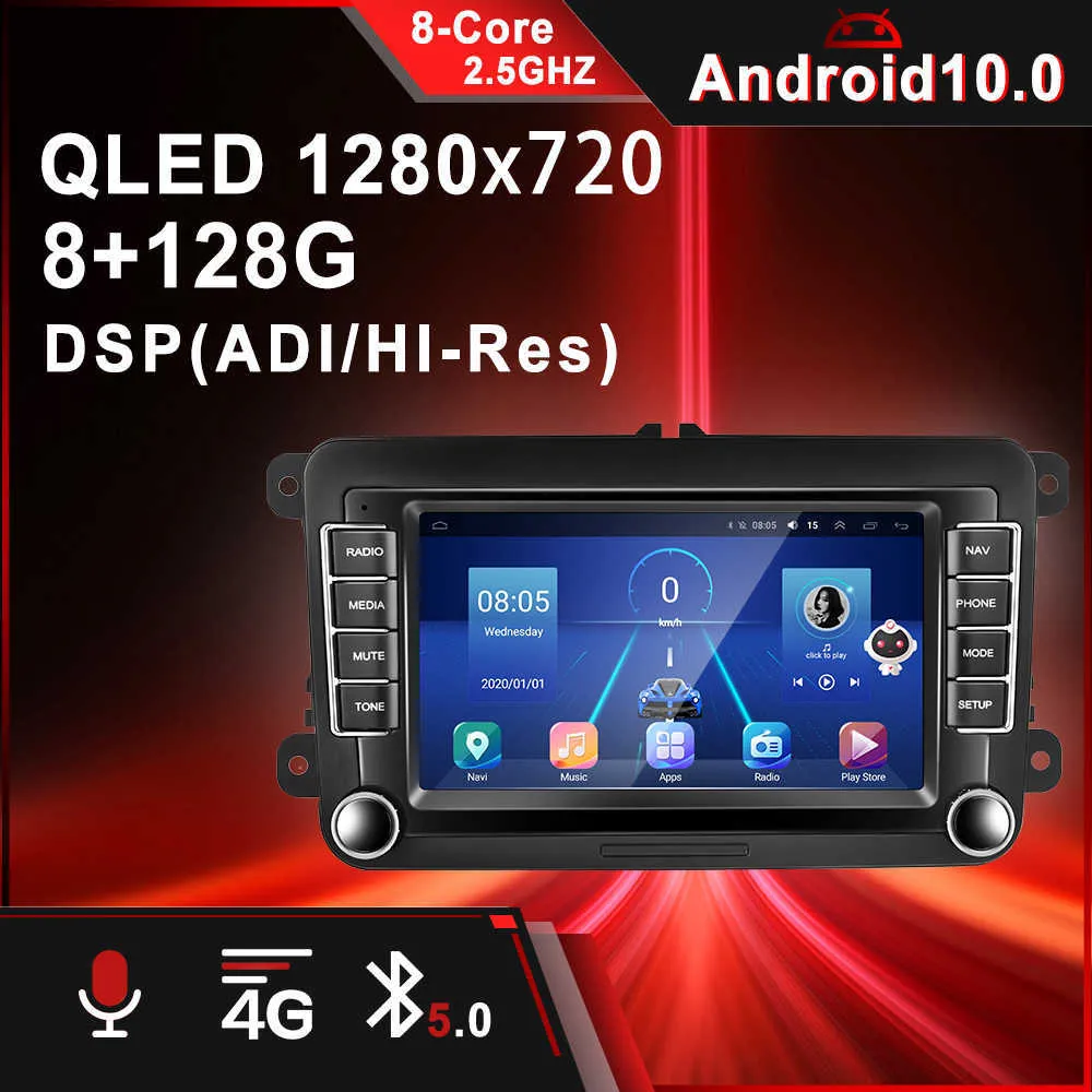 Android 10 Car Radio Audio Multimedia Player för VW Volkswagen Skoda Octavia Polo Golf Passat Seat GPS CarPlay Autoradio2114