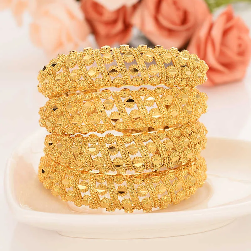 Bracelet manchettes plaquées pour femmes Dubaï Bride mariage bracelet éthiopien africain bijoux bijoux bracelet gold bracelet fête des cadeaux Q076636420