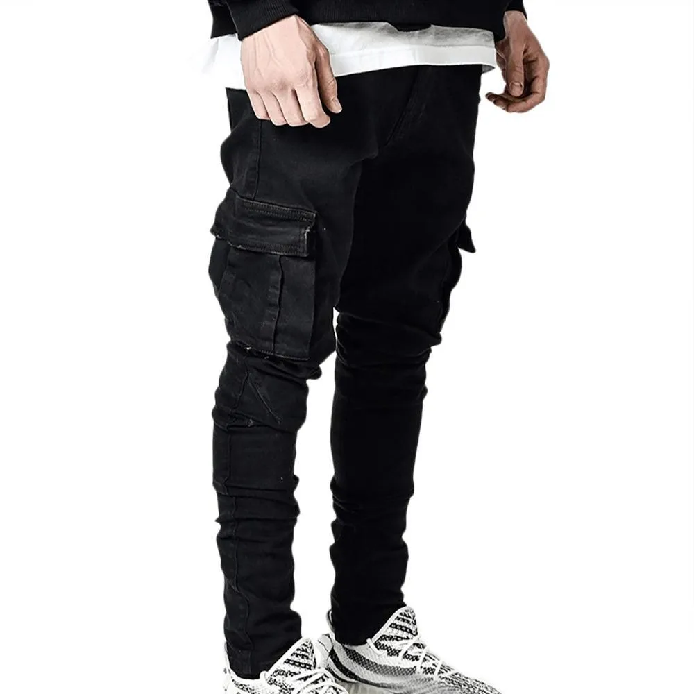 Mode mager jeans män avslappnad fickpennor byxor jeans män kläder jogger denim byxor ropa hombre casual denim byxor jeans 210318