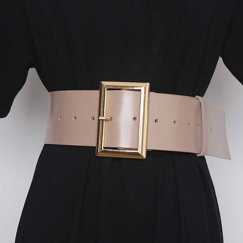 Cowskin patent skórzany szeroki pasek designerka marki zwykła prawdziwa skórzana gorset Pasek żeńska vintage zimowa sukienka Paski Q06252587057