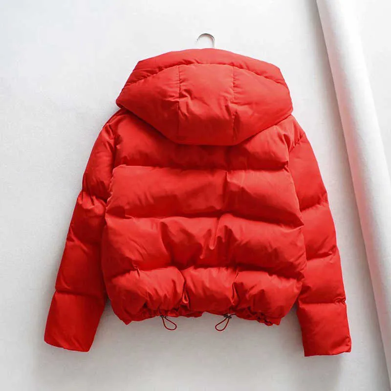 Cotton Padded Kurtka Zimowa Kapturem Parkas Kobieta Ogrzać Duży rozmiar Płaszcz Zagęścić Kobiety Casual Puffer 210916