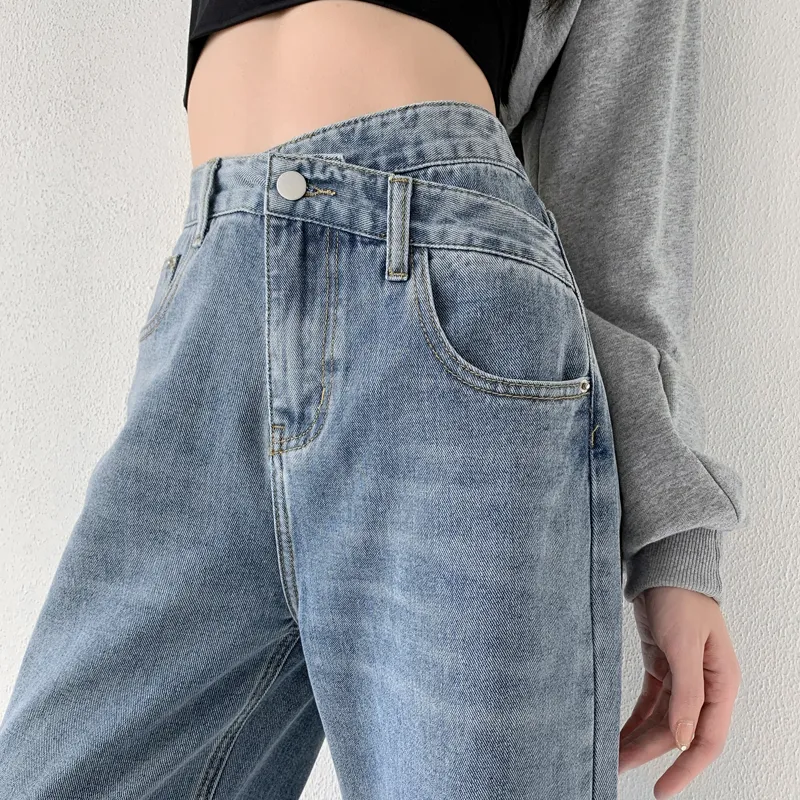 Damesjeans Zoenova vrouwen wijd been broek moeder femme zwart blauwe high taille vrouw broek kleding pantalones spodnie damskie 220922