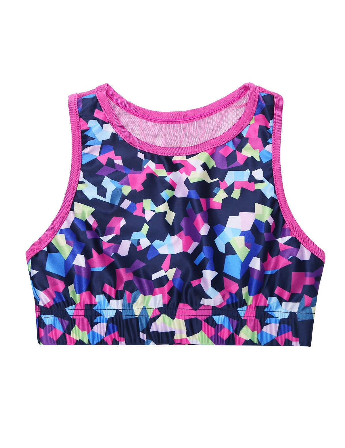 Summer Kids Girls Girls Gymnastics Dancewwear Outfits Digital Stampa tracce senza maniche carri armati Mesh Top Pants Sports Set